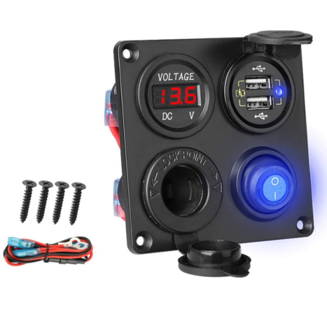 VOLTIMETRO CON ENCHUFE USB DUAL Y TOMA MECHERO 12V VOLTIMETRO12V