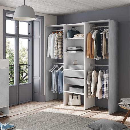 ARMARIO-VESTIDOR CON ESTANTERIA 202X179X50CM BLANCO/CEMENTO MOMI 0L8552A - Imagen 3