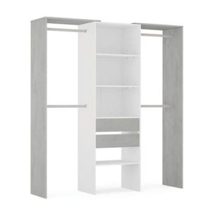ARMARIO-VESTIDOR CON ESTANTERIA 202X179X50CM BLANCO/CEMENTO MOMI 0L8552A