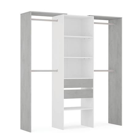 ARMARIO-VESTIDOR CON ESTANTERIA 202X179X50CM BLANCO/CEMENTO MOMI 0L8552A